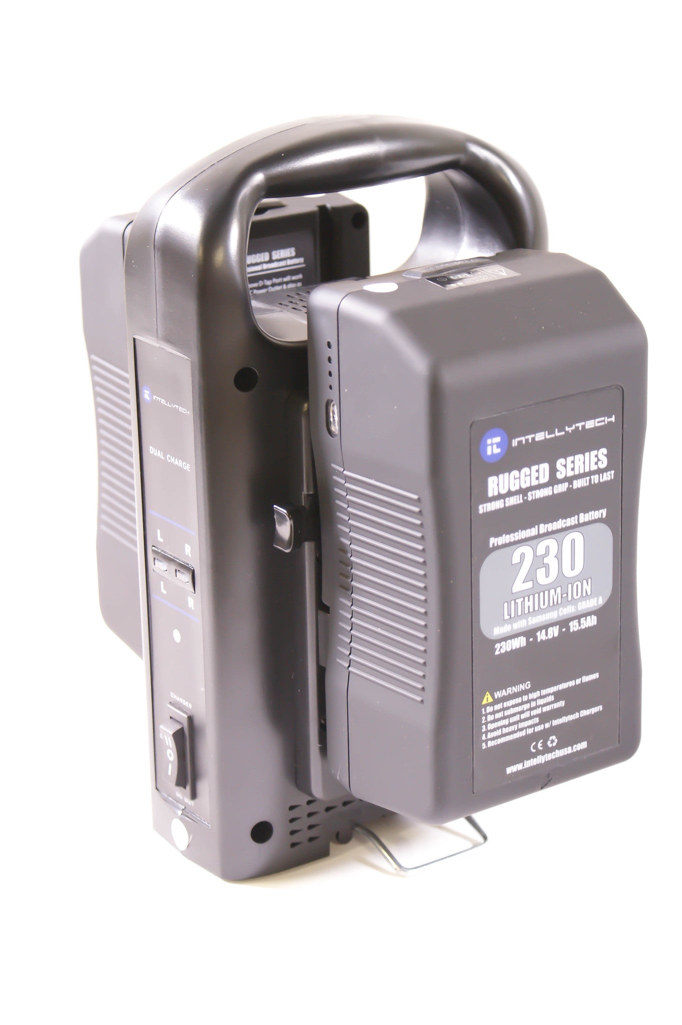 Rugged Series Kit - 2 x 230Wh Series Battery + Dual Charger. Gold Mount / V-Mount