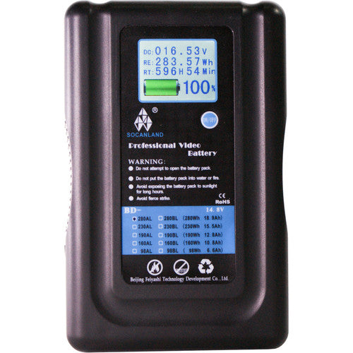 Socanland 280Wh Gold Mount V Mount battery with d-tap and lcd