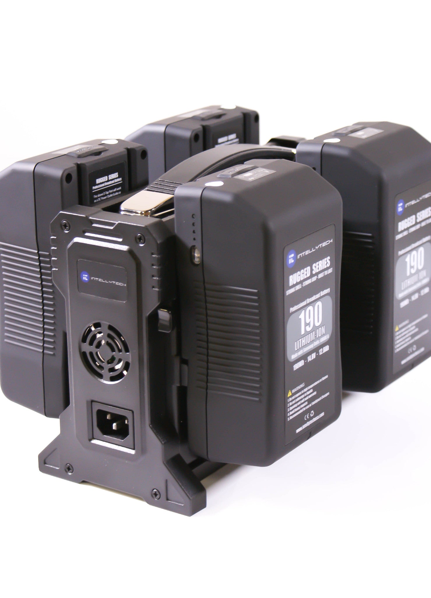 Rugged Series Kit - 4 x 190Wh Series Battery + Quad Charger. Gold Mount / V-Mount