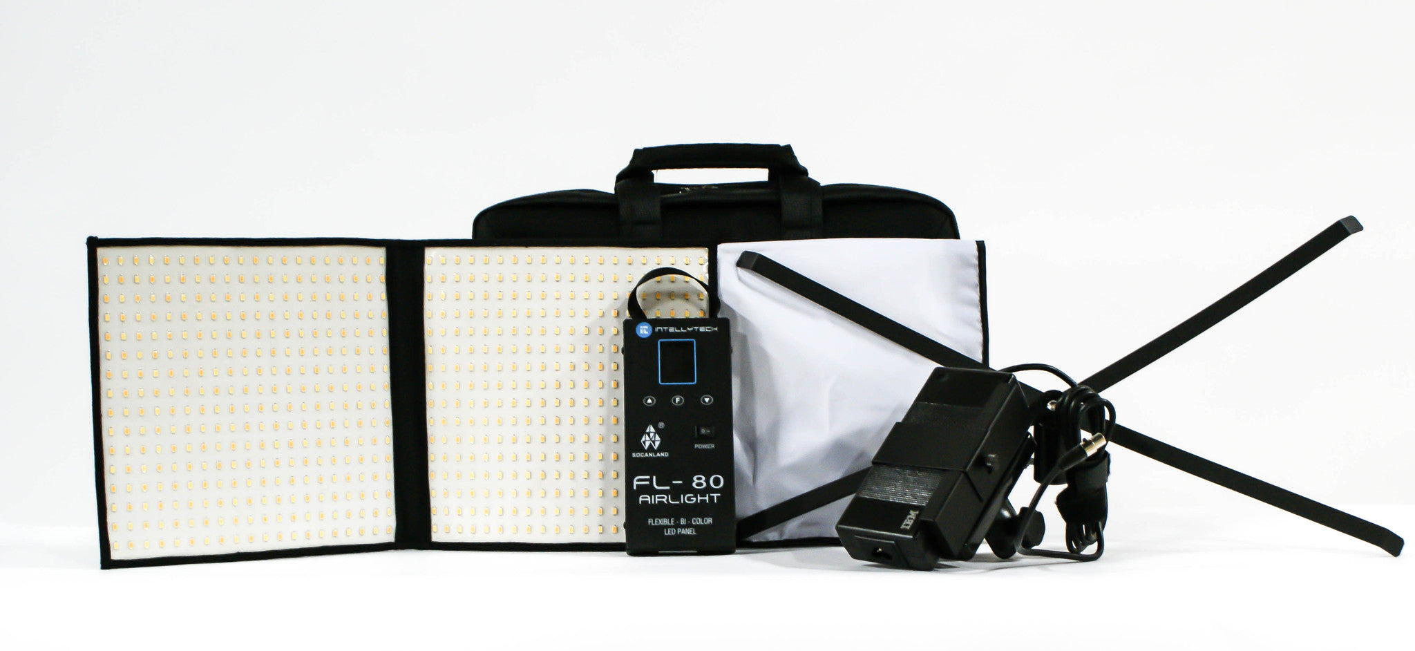FL-80 AIRLIGHT KIT- Foldable LED Light Mat. 10"x20" Panel, Bi-Color with Full Kit (Socanland)