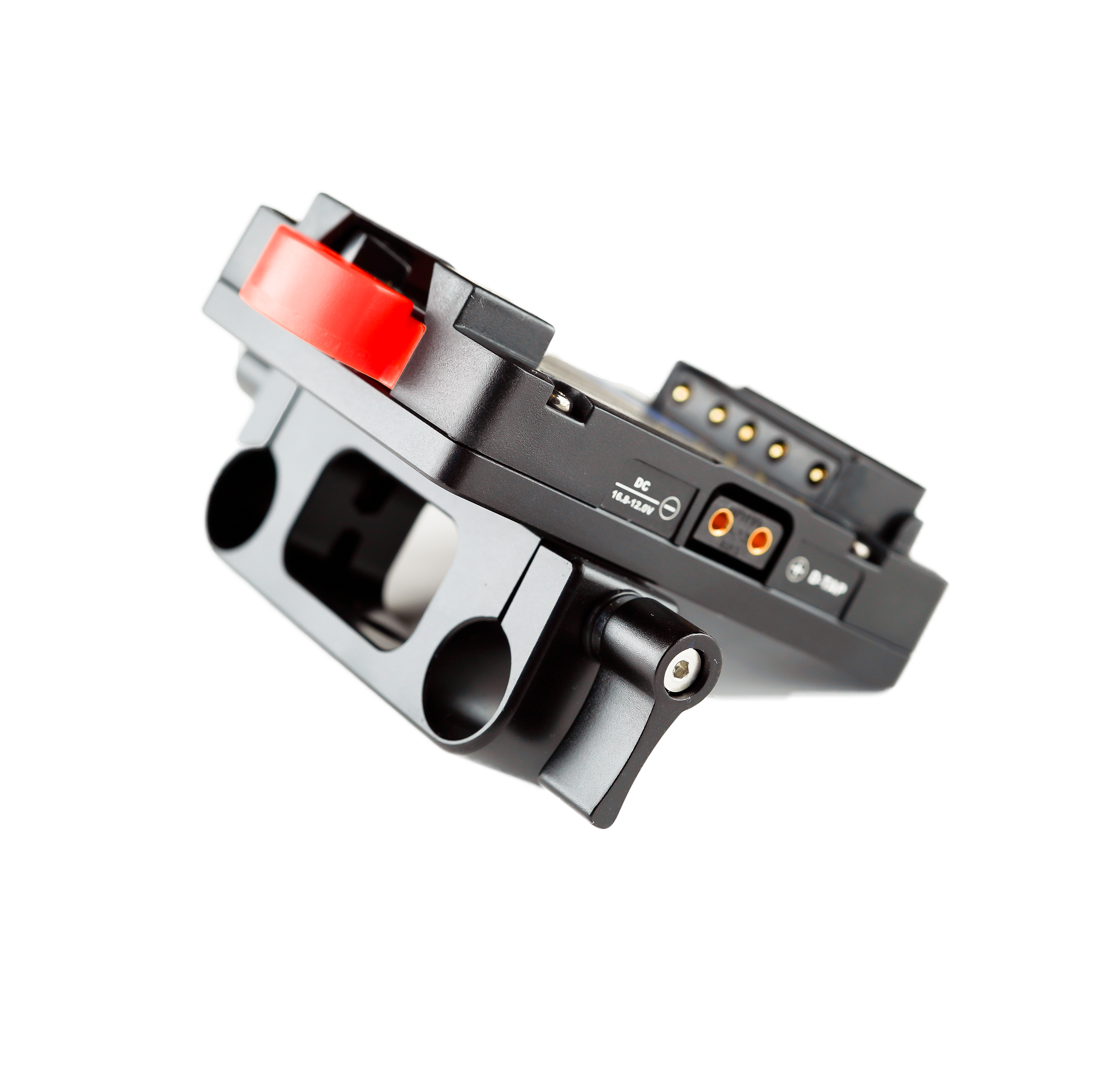 Pocket-V | V-Mount Battery Adapter Plate With 15mm Rod Clamp - Dual D-Tap Ports